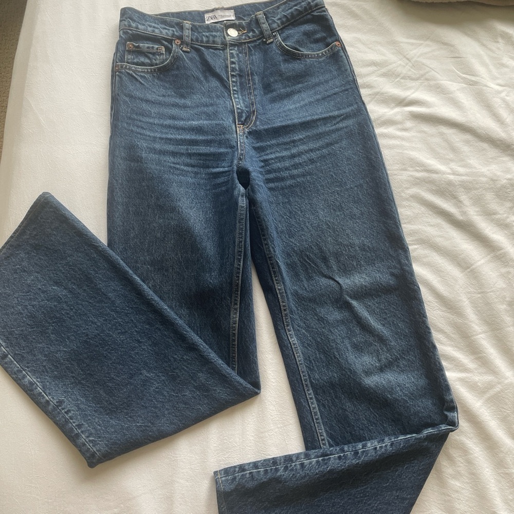 Zara Wide Leg Dark Blue Jeans